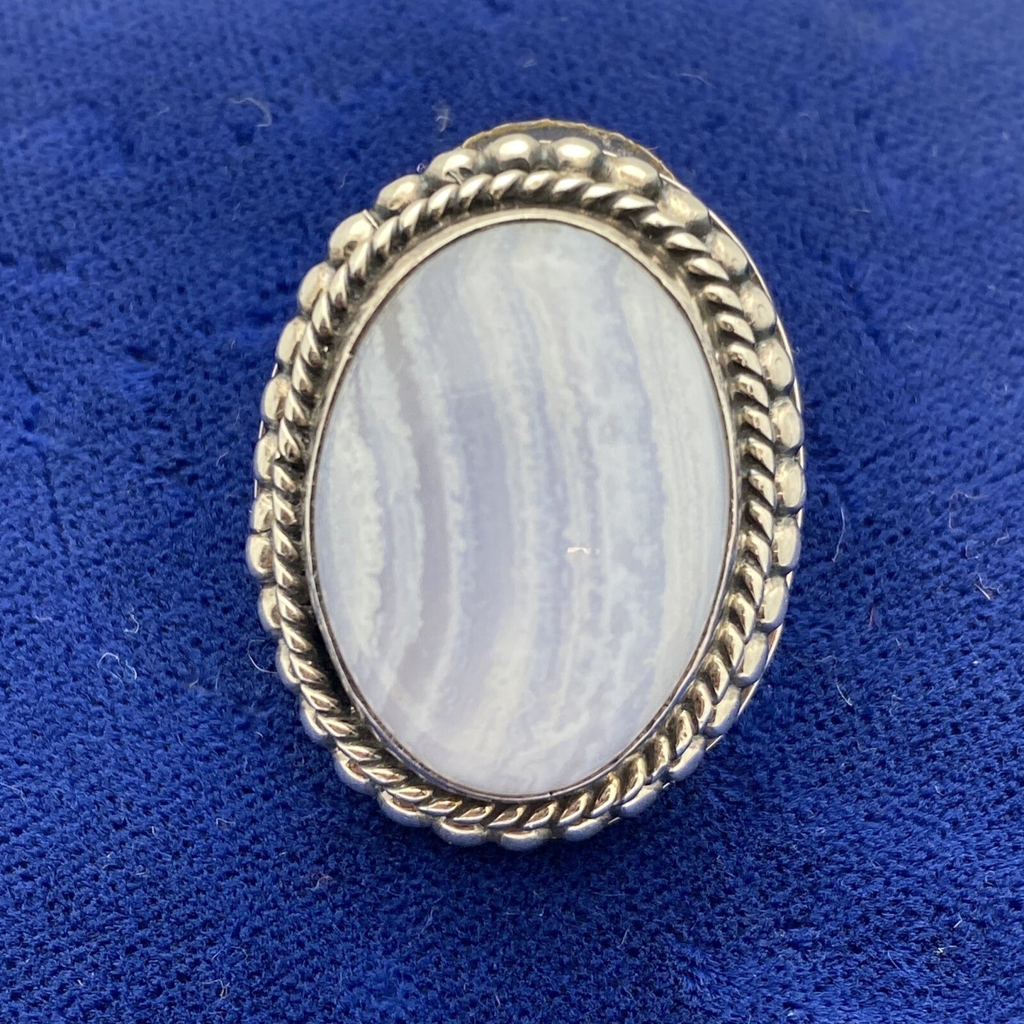 Sterling Silver 925 Granado Blue Agate Stud Earrings 14.5g