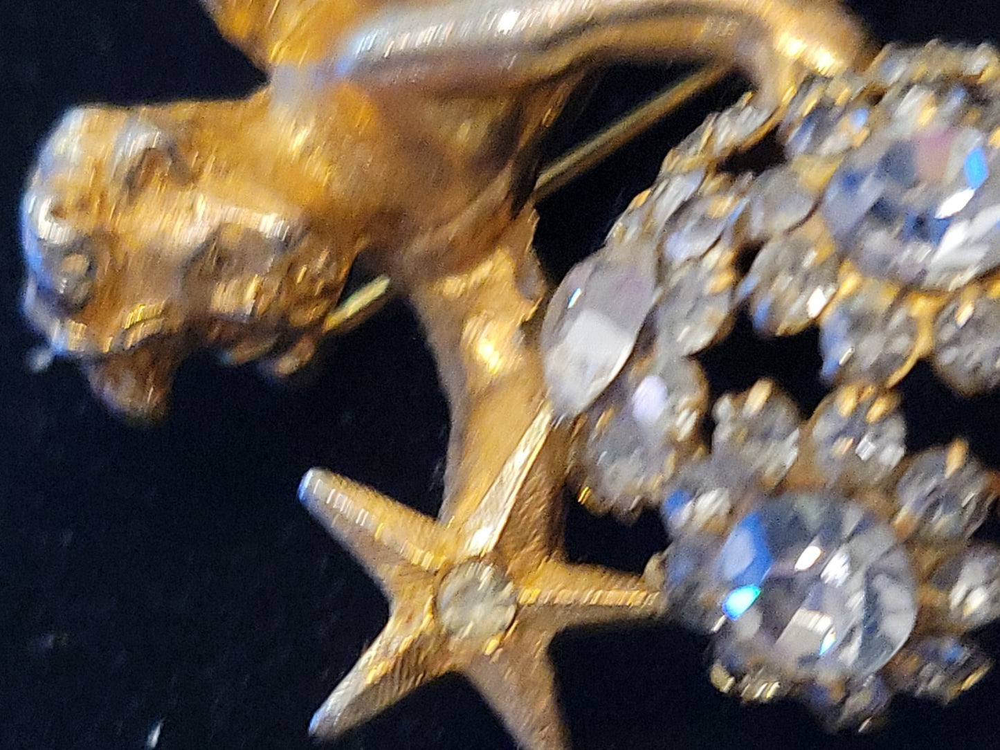 Vintage Designer Signed De Nicola Angel Baroque Rhinestones Pin Brooch