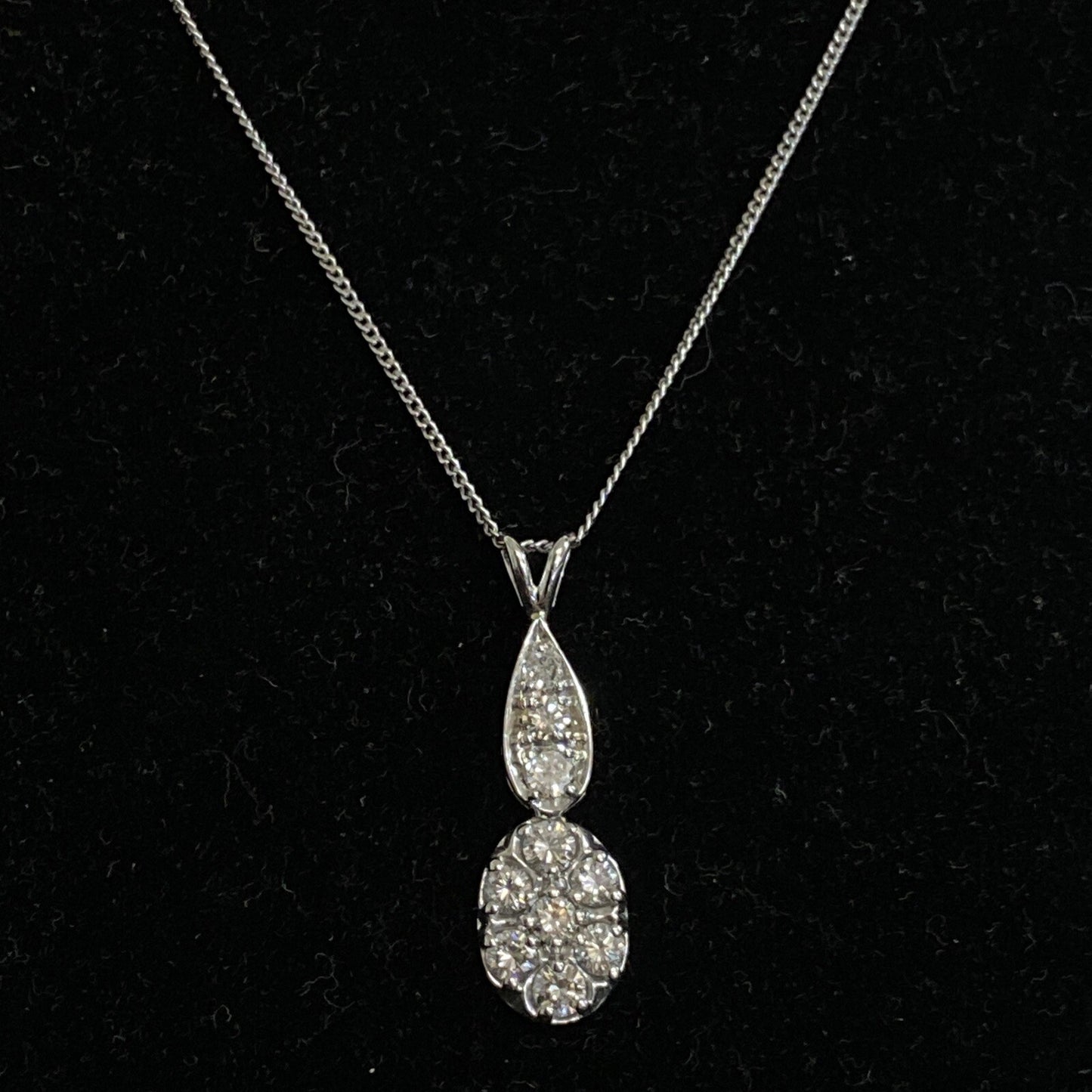 14K Gold 10 Diamond Approx 1.38 cts Pendant 2.9g SI1-SI2 TESTED Sterling Chain