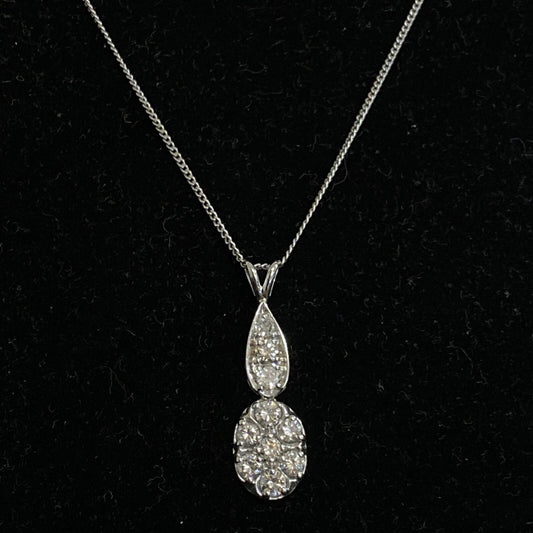 14K Gold 10 Diamond Approx 1.38 cts Pendant 2.9g SI1-SI2 TESTED Sterling Chain