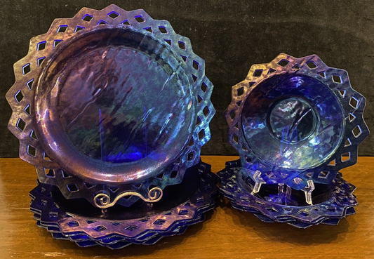 JL Camp Sun Shaped Iridescent Blue Plate & Bowl Set of 11 Bergdorf Goodman