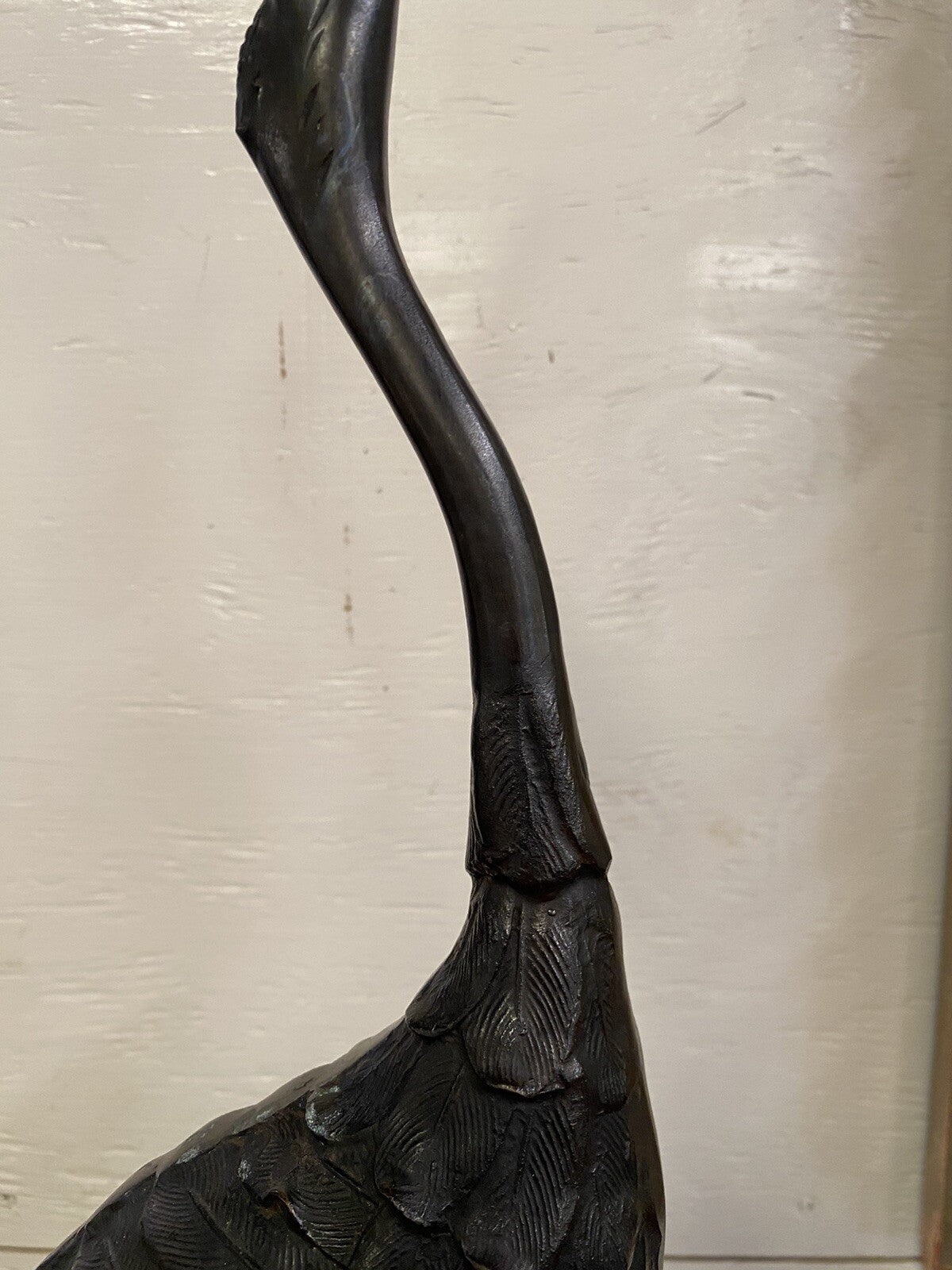 Antique Japanese Meiji Style Bronze Crane Bird Sculpture