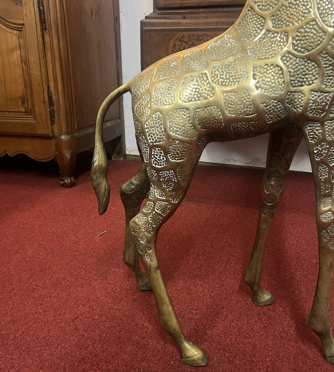 Mid Century Textured Polished Brass Giraffe Sculpture/Statue 49.5"