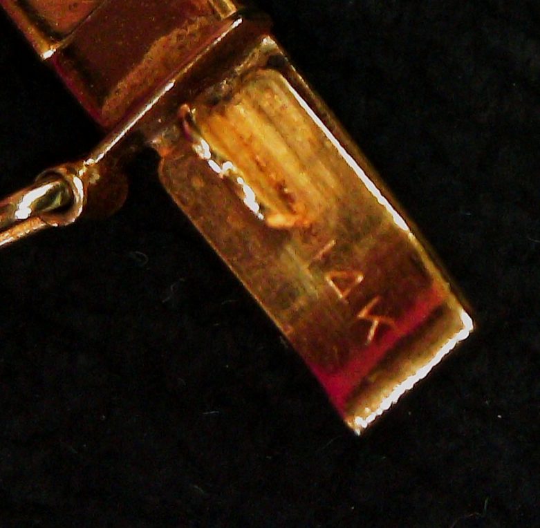 14K Yellow Gold 19.6 g 5 CZ Stones Omega Collar Necklace 15.5"