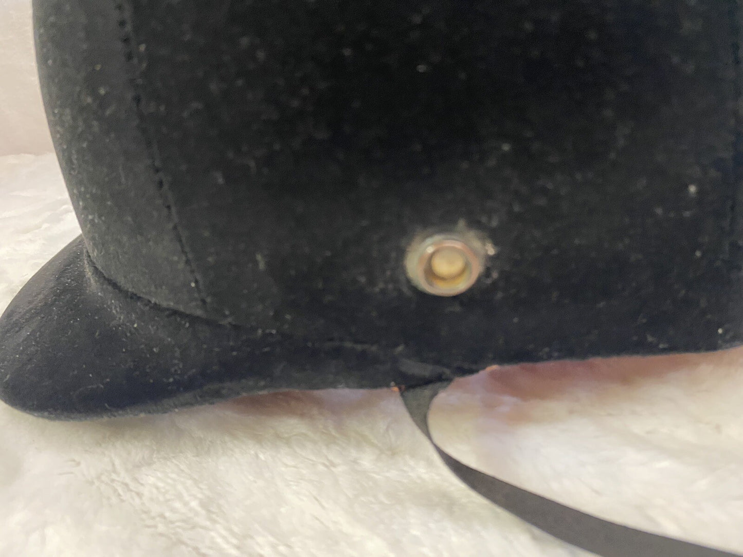 Beaufort Equestrian Hunt Cap Black Velour Horse Riding Helmet Vintage England