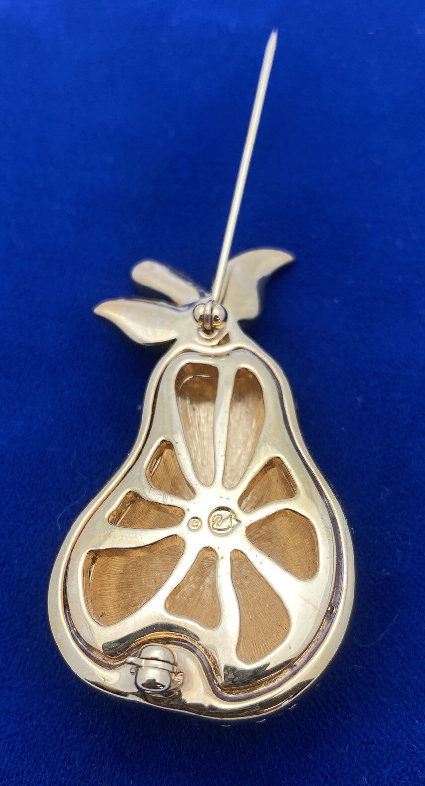 RETIRED GORGEOUS SWAROVSKI AMBER & LIME GREEN PAVE' CRYSTALS PEAR BROOCH