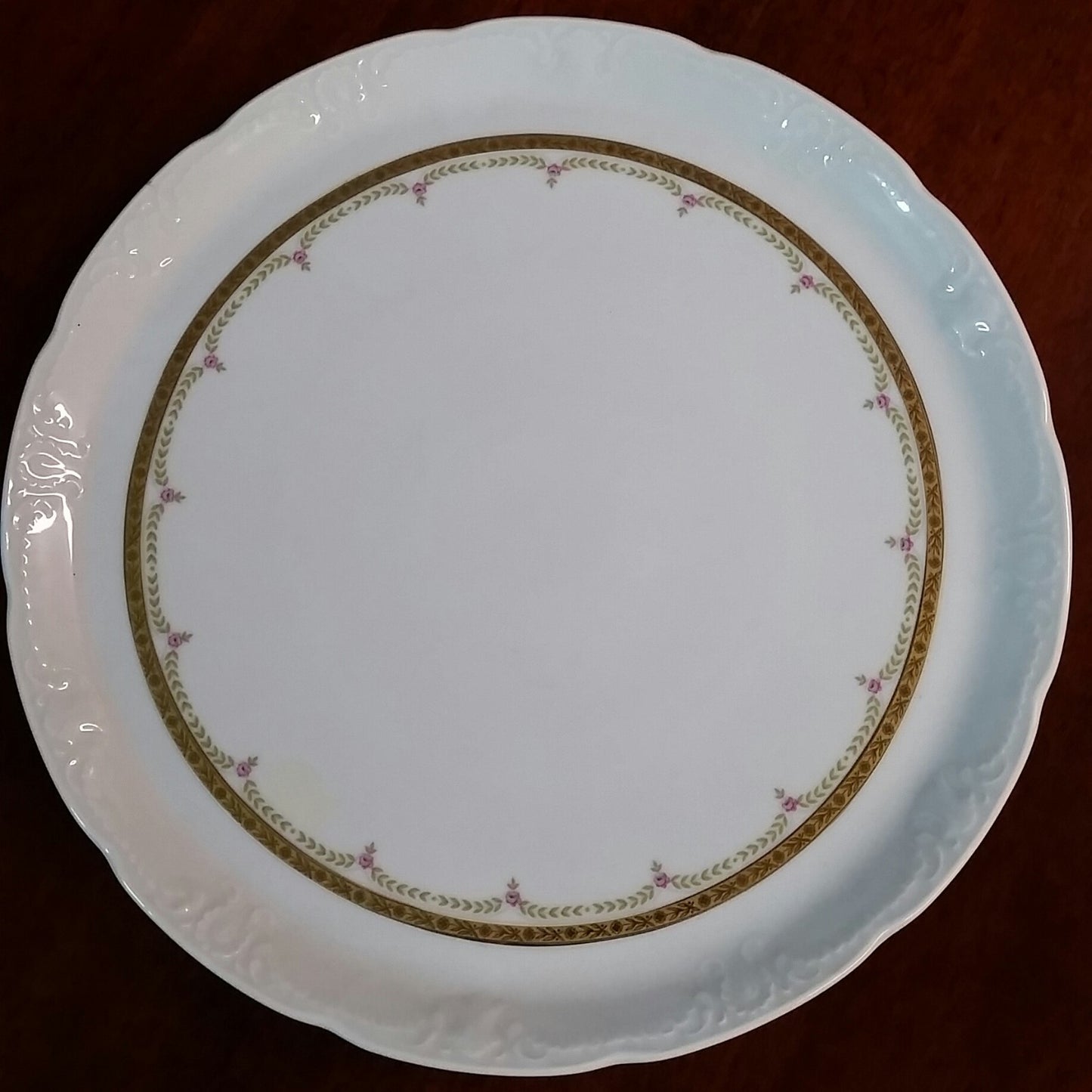 Vintage Mitterteich 12 1/4"  Round Serving Platter Plate  White w Gold Germany