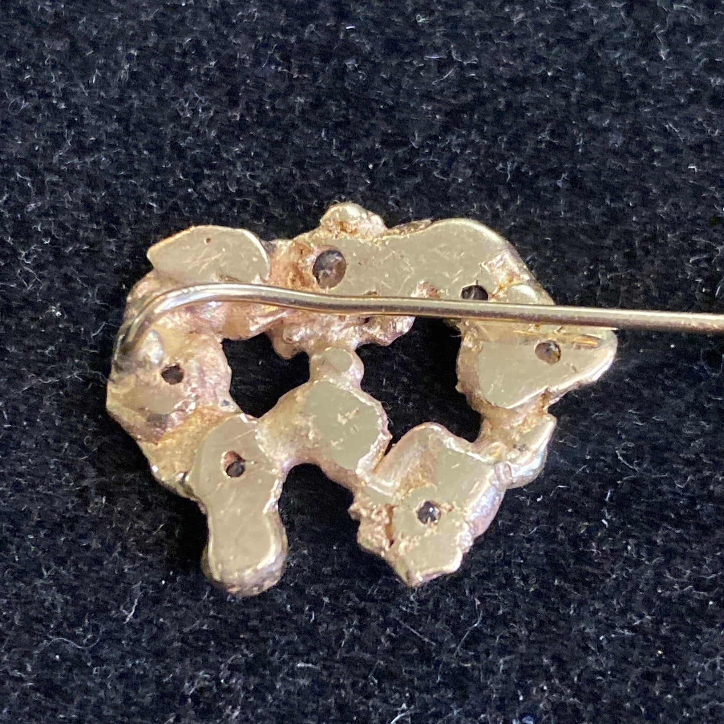 14K Yellow Gold with Real Diamonds Nugget Brooch Pin 4.7g TESTED