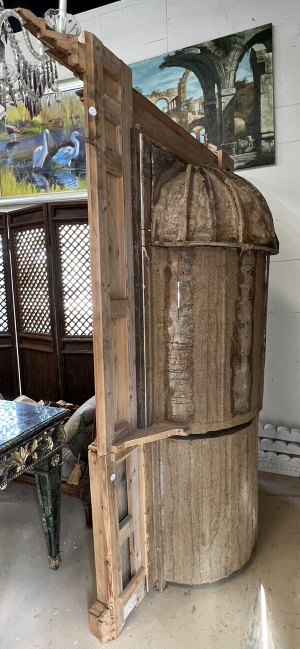 Antique American Federal Oak Corner Cabinet w/ Painted Interior 19C Farmhouse