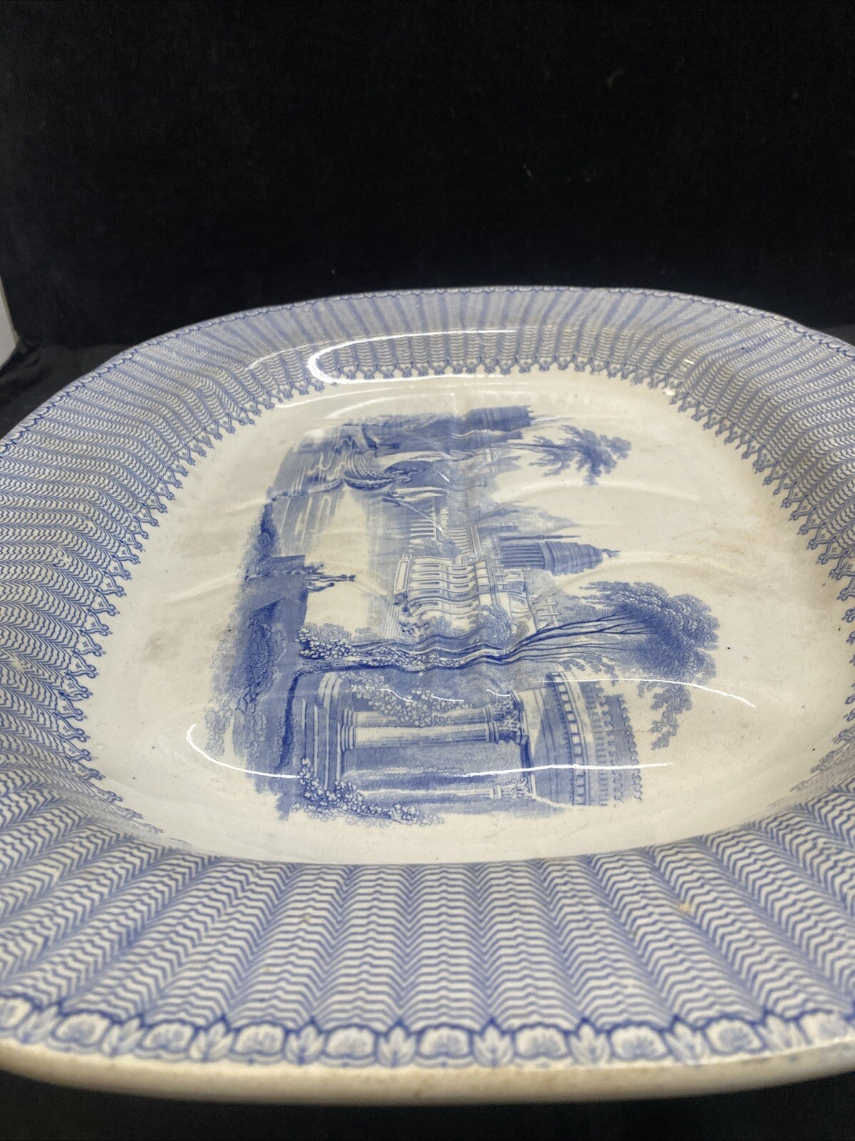 19.5" Blue White English Meat Platter W. K. Harvey 1845 Lindisfarne Castle KM11