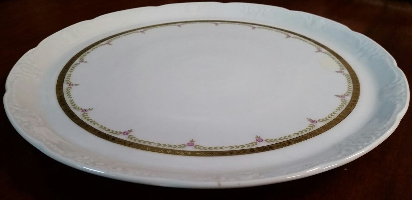 Vintage Mitterteich 12 1/4"  Round Serving Platter Plate  White w Gold Germany