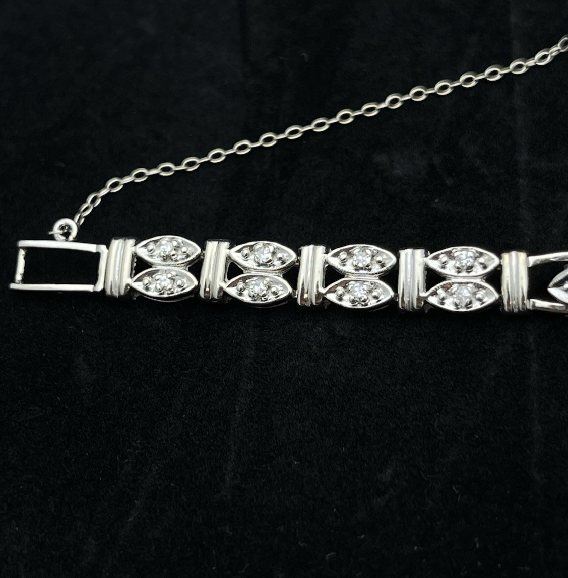 18g Vtg Hamilton Ladies 757 Diamond Watch 14K White Gold 22J Manual Wind Art Dec