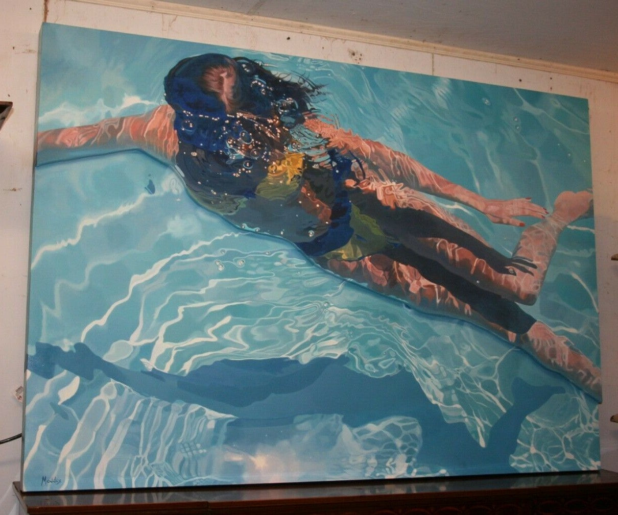 Jeannie Maddox Original Oil Painting "Masked Diver" 3D Gallery Wrap 70" x 48"
