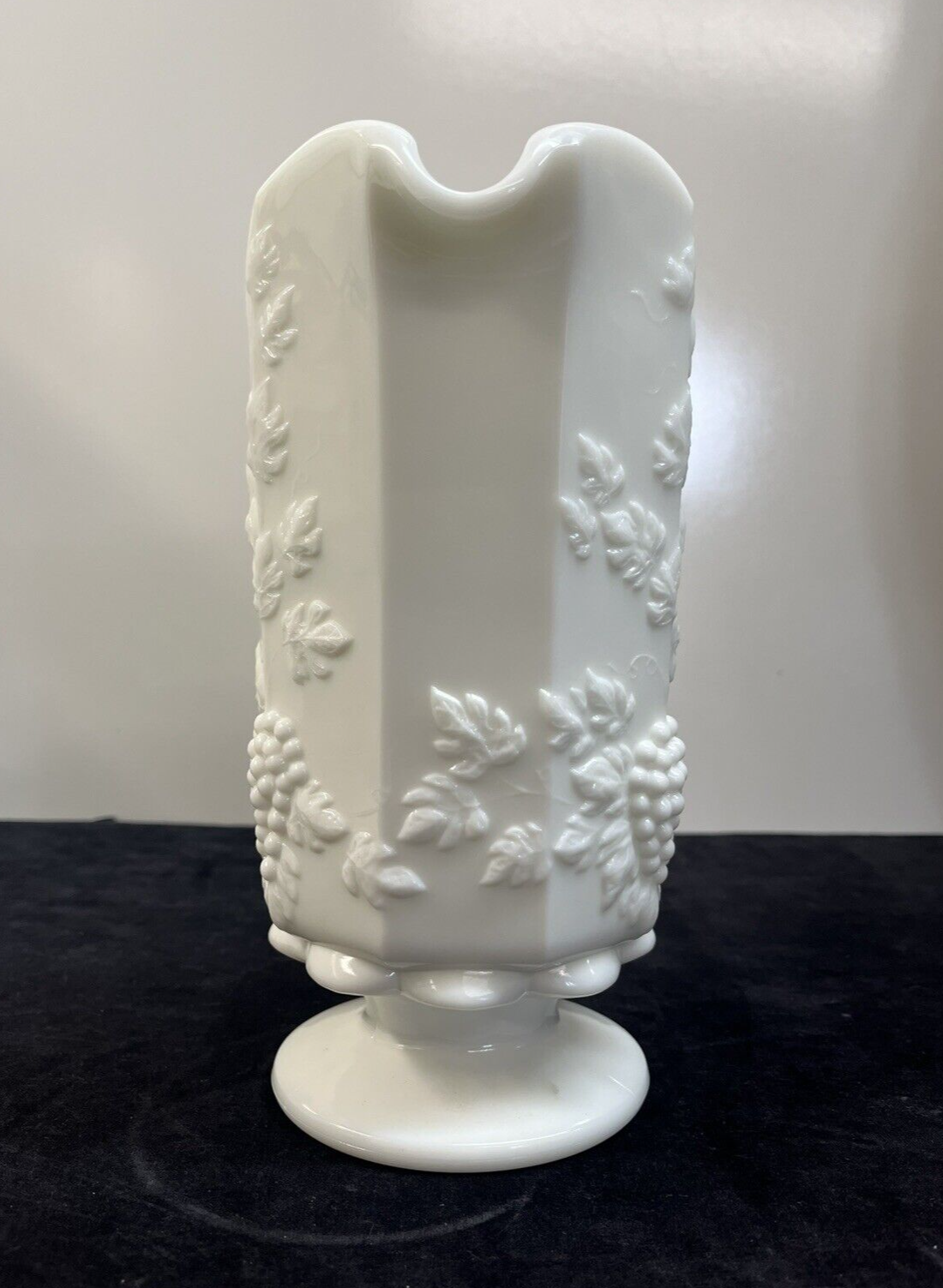 Vintage Westmoreland Milk Glass Panel Grape & Ivy Quart Pitcher 9"