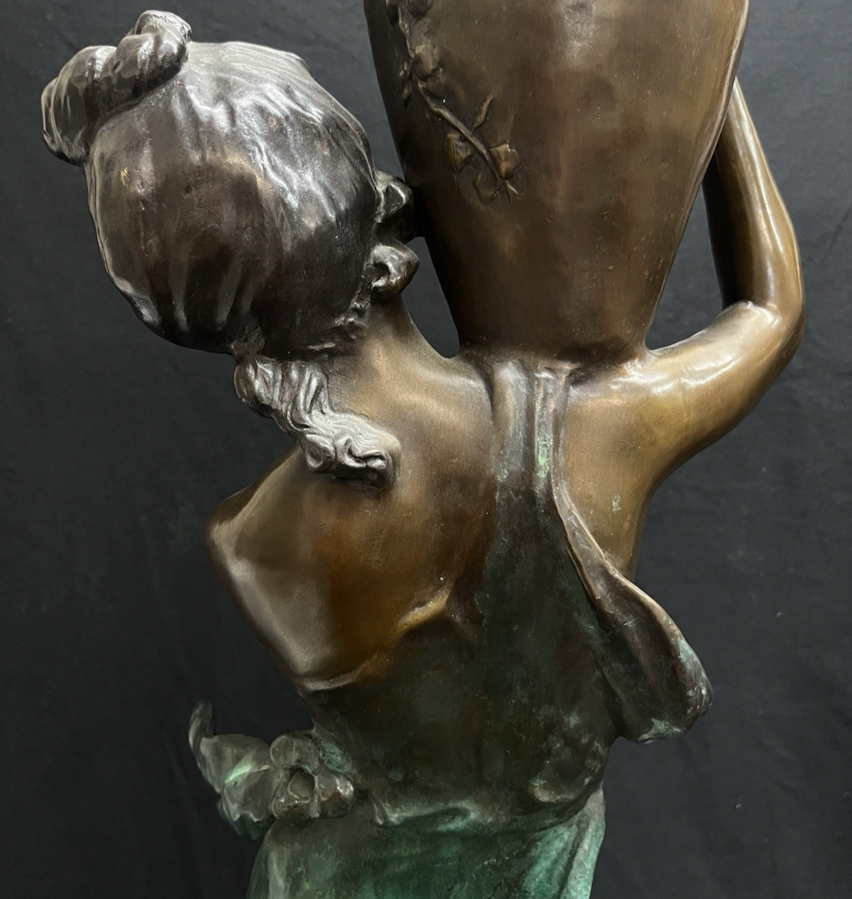 PB1 Auguste Moreau Large Bronze "Woman with Vessel" Statue w/ Marble Base 36"