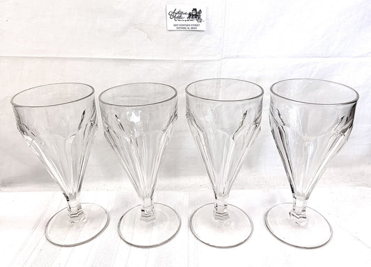 Vintage Tall Beer Pilsner Glass Stem Lot of 4 with Cut Panel Design Clear Color
