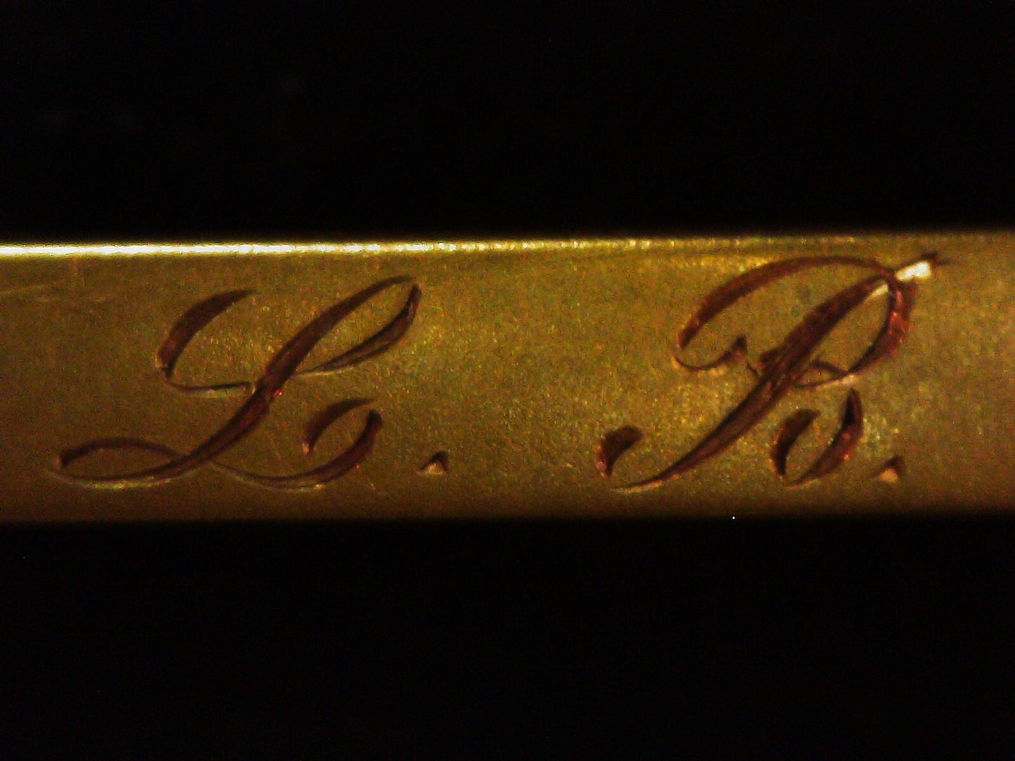 Antique 10K Yellow Gold Beauty Baby Pin 1.8g Engraved Initials "L.B."