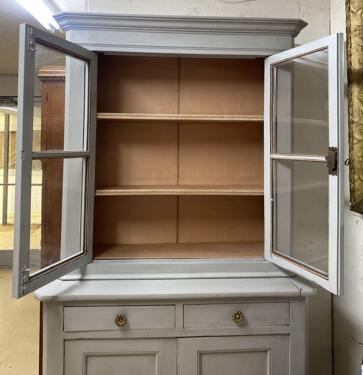 PERIOD ANTIQUE FRENCH LOUIS PHILIPPE PAINTED FARMHOUSE BOOKCASE CABINET