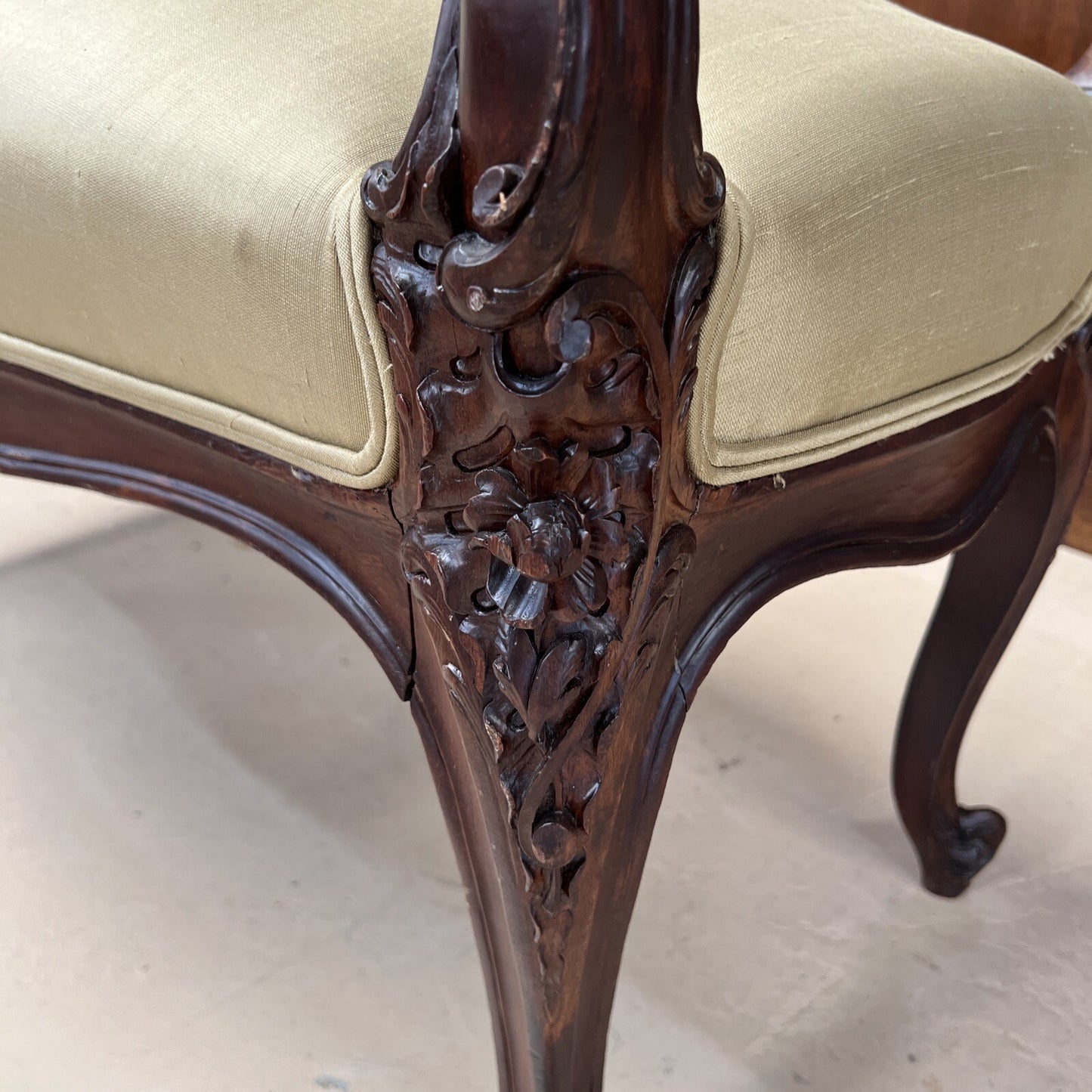 Antique French  Louis XVI Carved Wood Window Bench