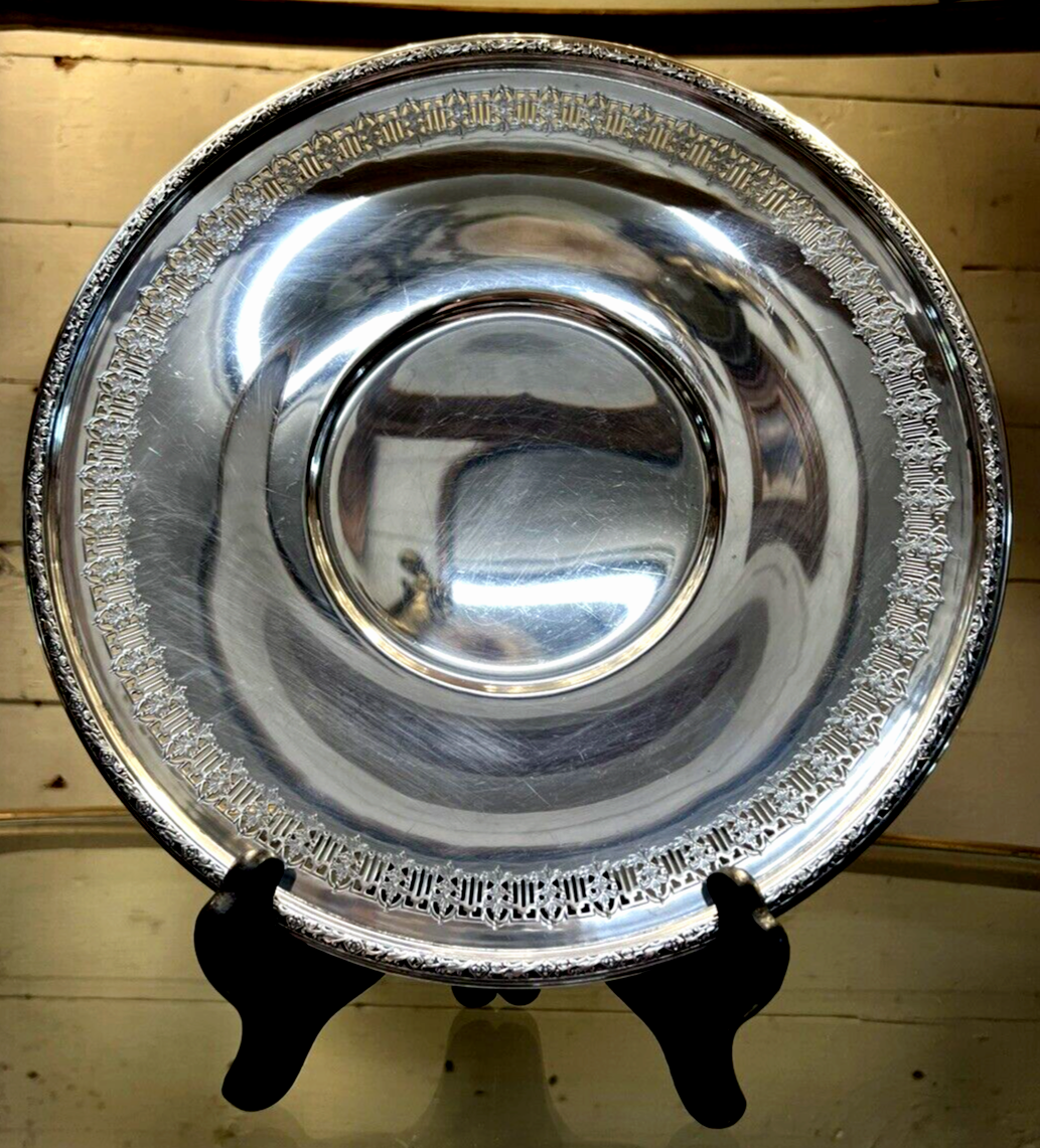 Sterling Silver .925 Plate 10"  Pierced Edge #8360  Baker Manchester Co 310 g NM