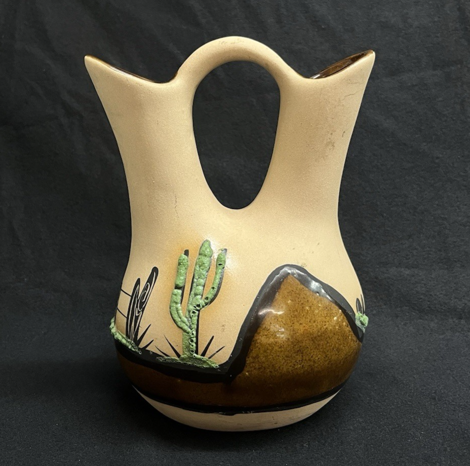 Signed Betty Selby Southwestern Native American Pottery Wedding Vase 7.75"