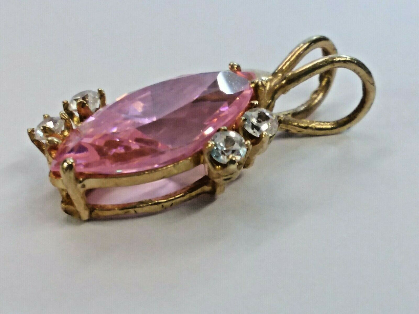 10k Pink Ice CZ Pendant .75" 3.20 grams