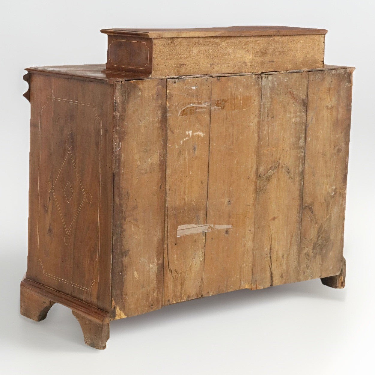 ANTIQUE SPANISH BAROQUE RUSTIC INLAID WALNUT COMMODE CHEST OF DRAWERS 51" X 24"