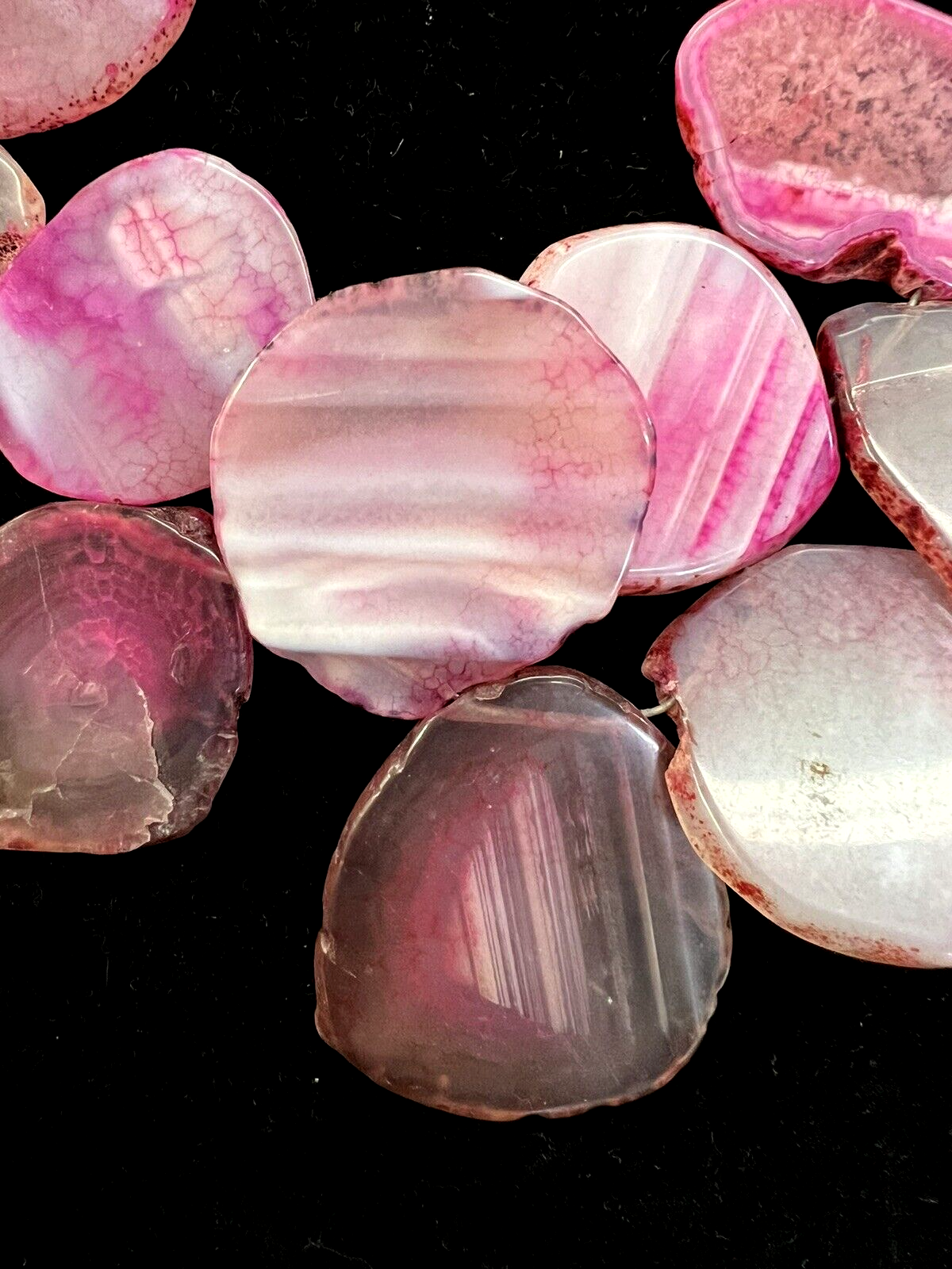 Barse Sterling Silver 925 Pink Sliced 17 Agate Slab  Necklace