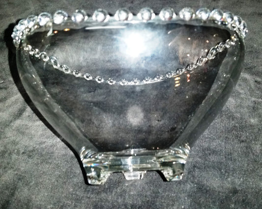 Imperial  CANDLEWICK 3 toed Bowl w beaded shaped edge  6" x 5.5" x H 4"