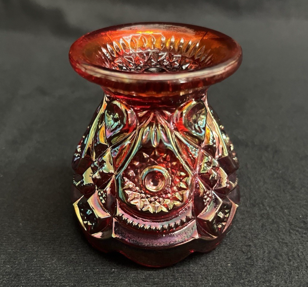 Vintage Imperial Glass Sunset Ruby Carnival Glass Egg Cup/Toothpick Cup 2 5/8"