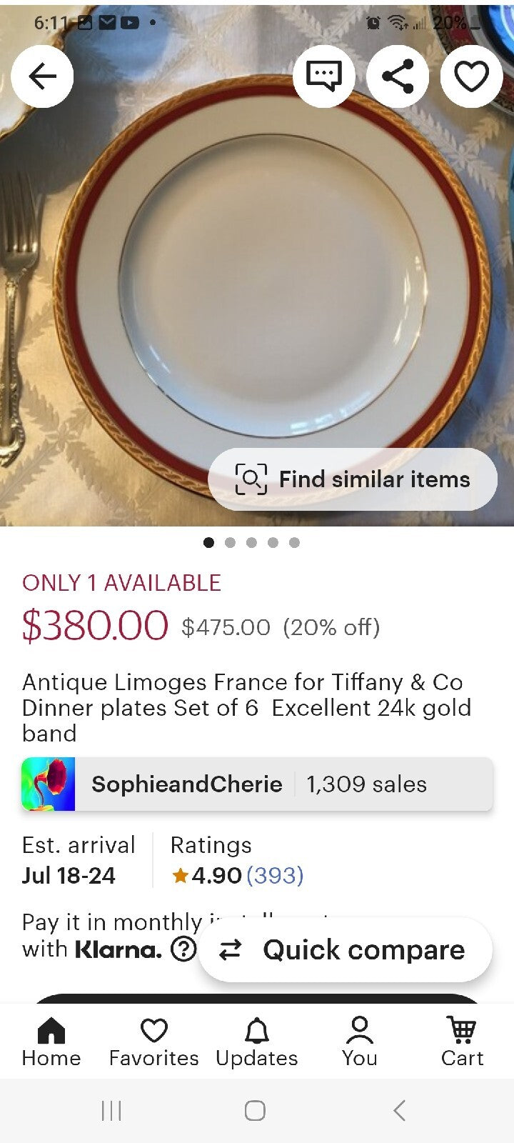 Tiffany & Co. Limoge Red Band Bowl Set Of 12