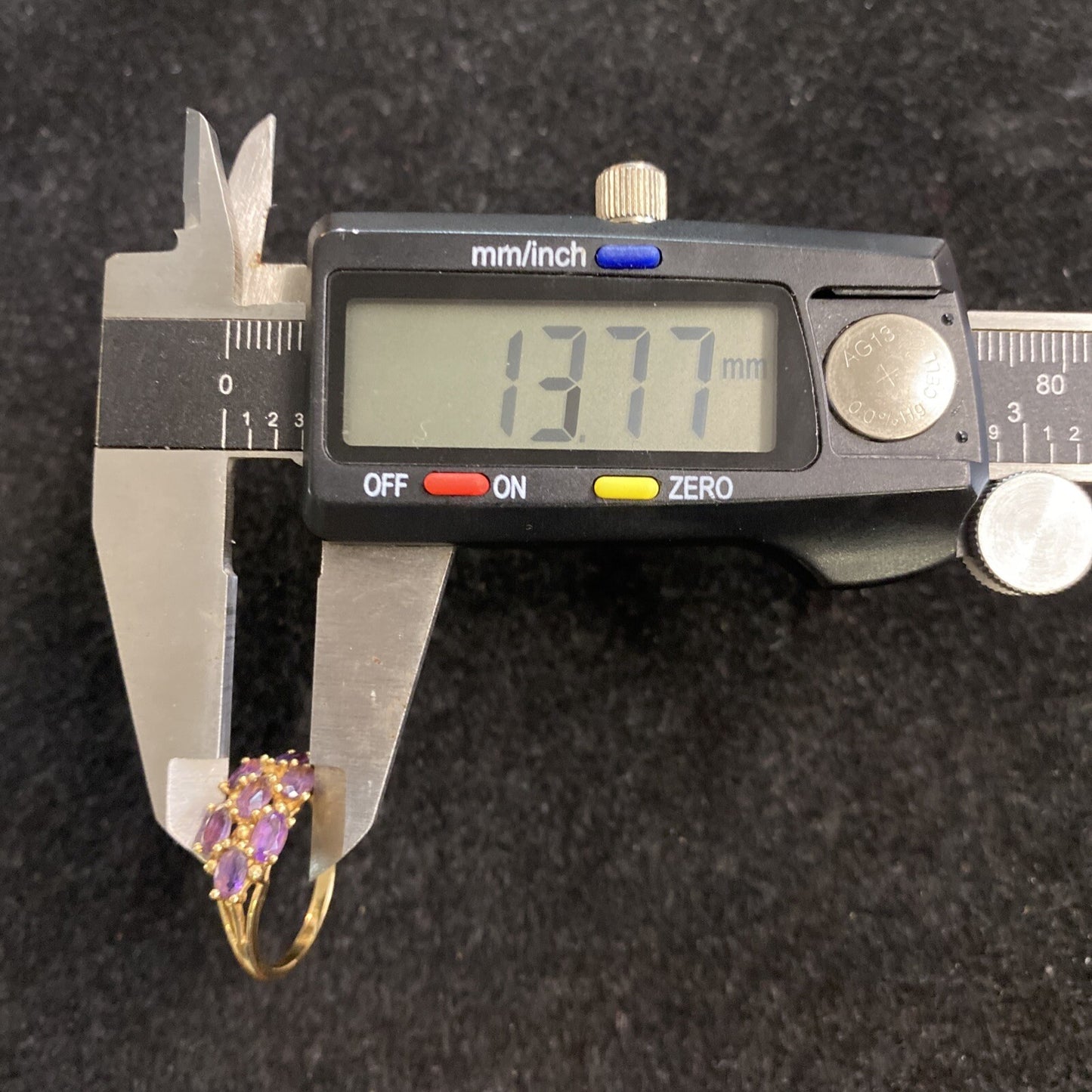 3g 14K Yellow Gold Multi Amethyst Stone Ring Size 6.75 ZRW Jewel America NYC