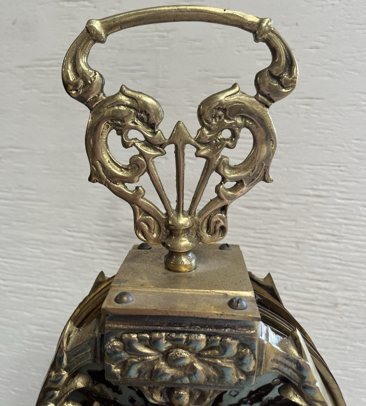 Antique Art Deco Gilt Gold Folding Fan Peacock Fire Screen CL10