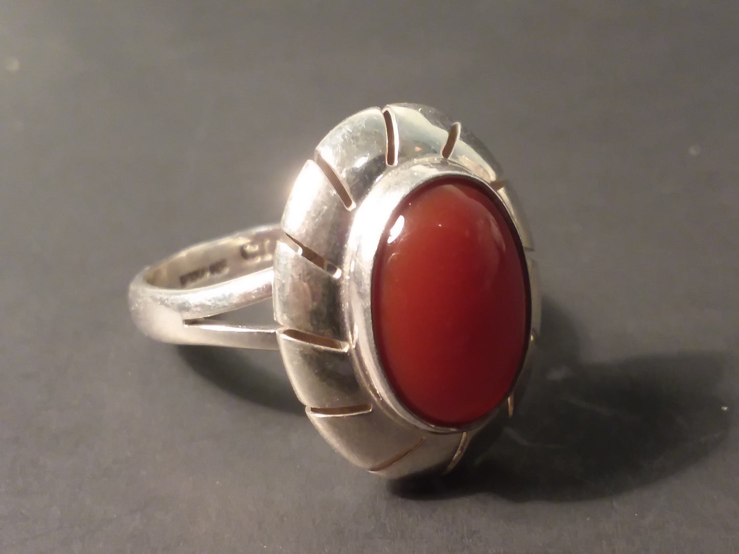 Red Carnelian  Sterling Silver Ring Mexico CII Sz 9.75 5.6g