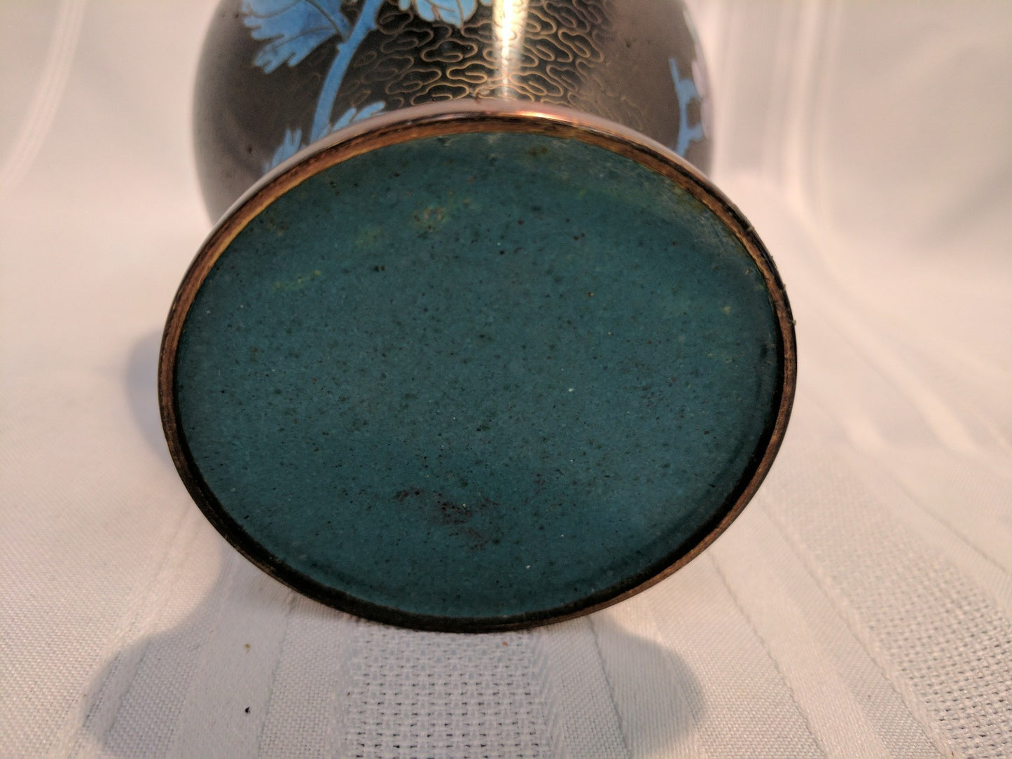 Antique pair Chinese cloisonne floral vases