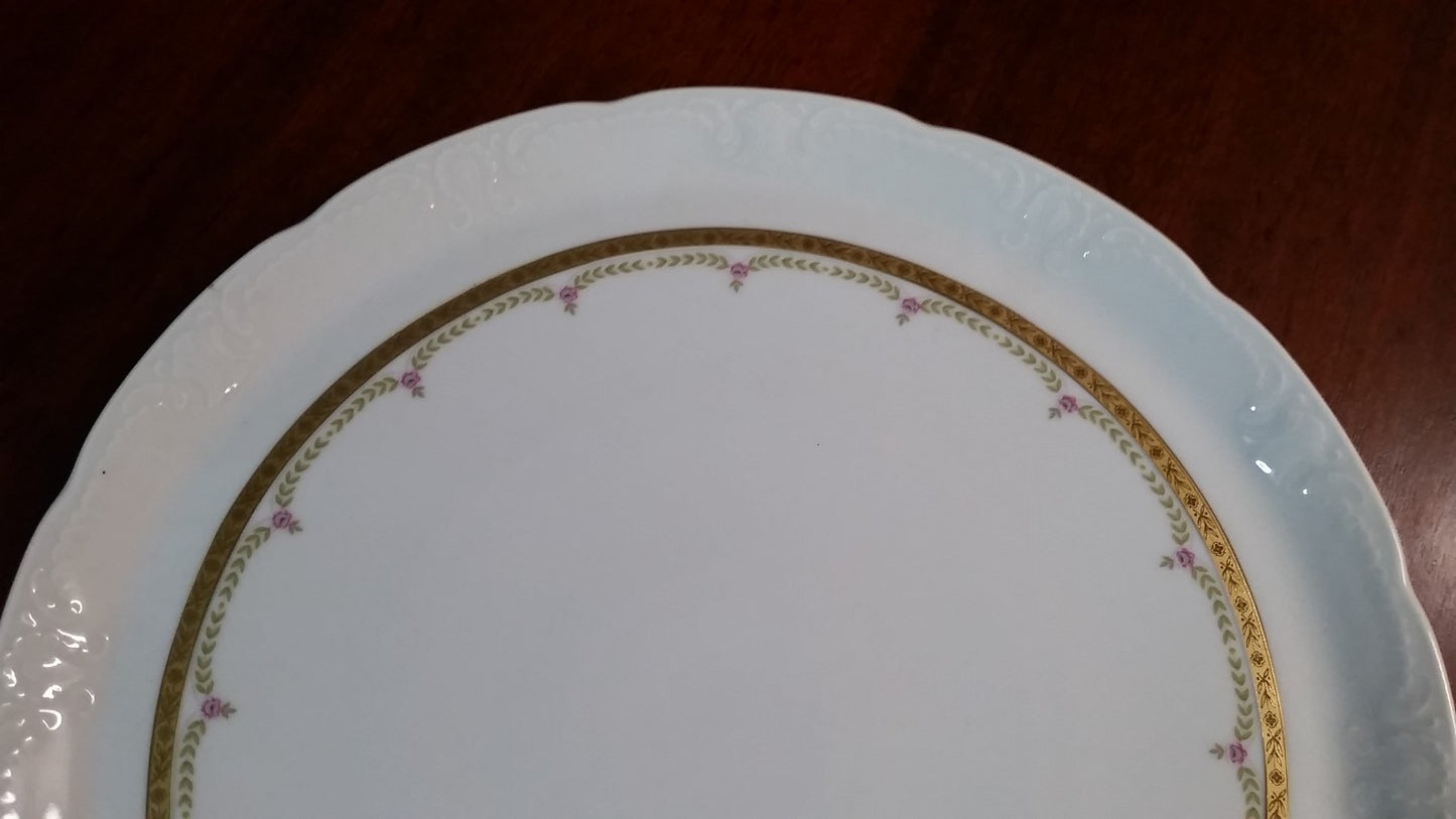 Vintage Mitterteich 12 1/4"  Round Serving Platter Plate  White w Gold Germany