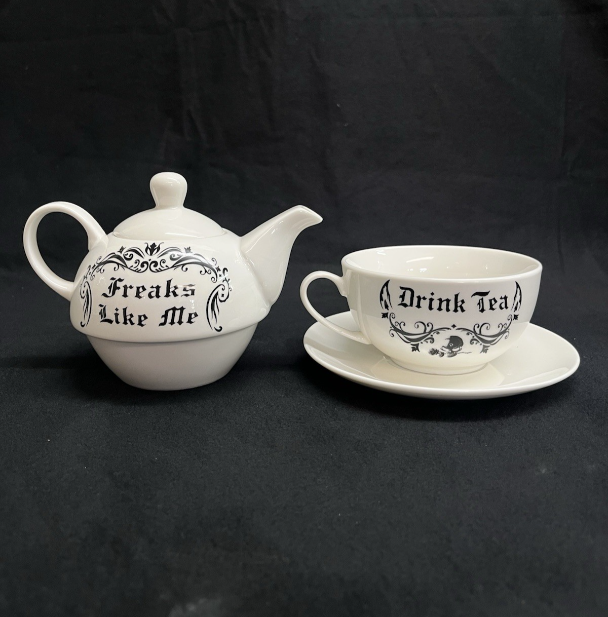 Alchemy of England 1977 Tea for One "Freaks Like Me Drink Tea" China Set