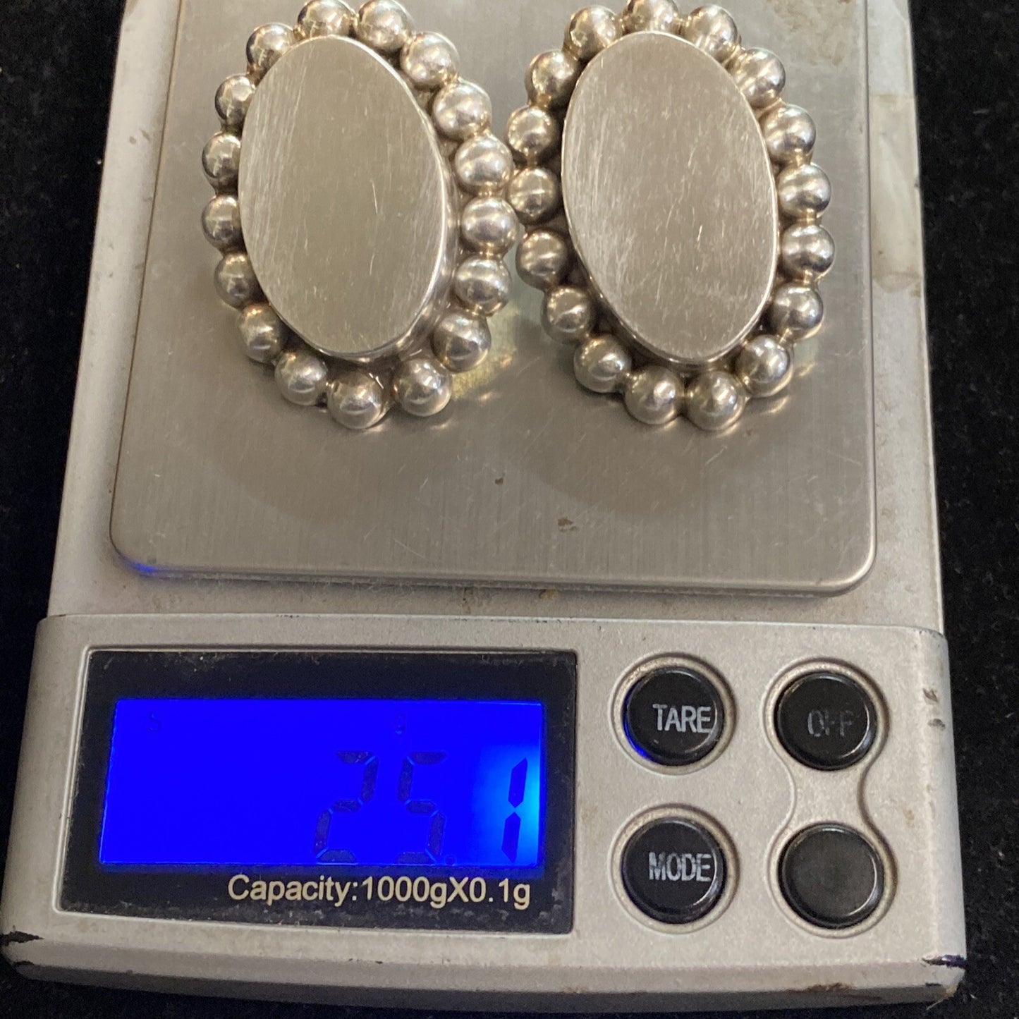 Sterling Silver 925 Mexico Clip On Earrings 25.1g