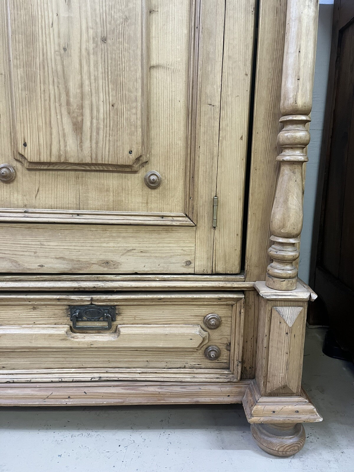 BLEACHED PINE CARVED PINE ARMOIRE CONVERTED BAR WINE LIQUOR CABINET 78" HIGH