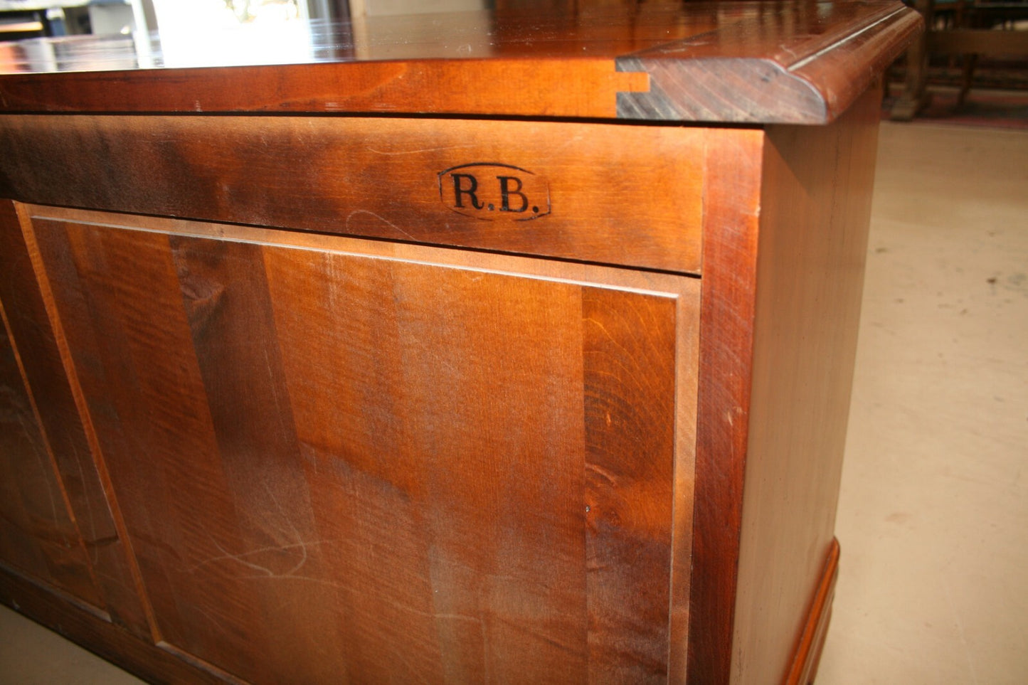 Antique French Provincial Louis Philippe Cherry Low Commode Chest of Drawers