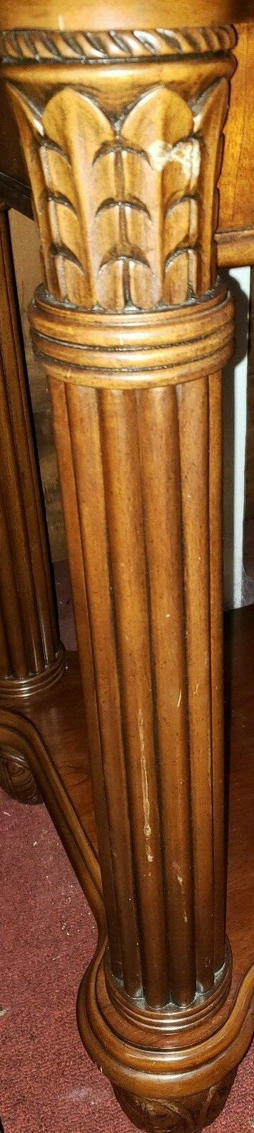 Mahogany Tiered Console Entryway Sofa Couch Table Fluted Columns