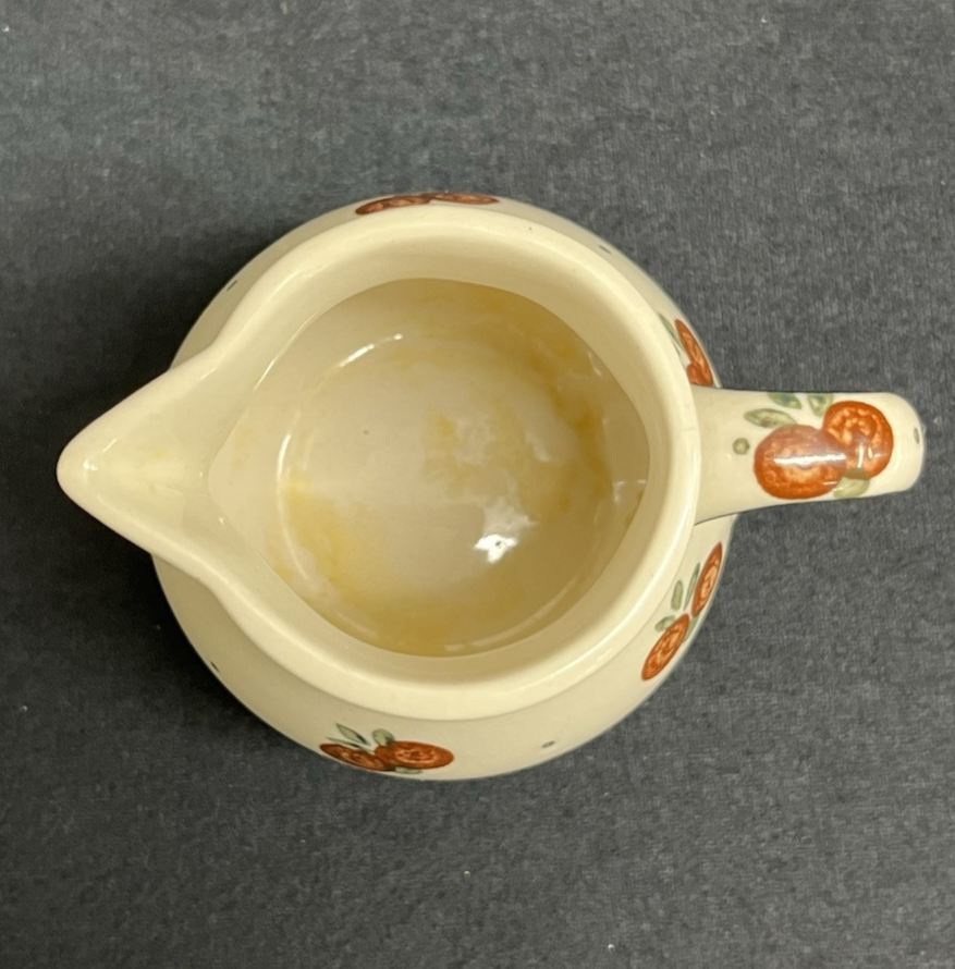 Boleslawiec Polish Pottery Sugar Bowl and Creamer Set w/ Tray, Wild Cherry