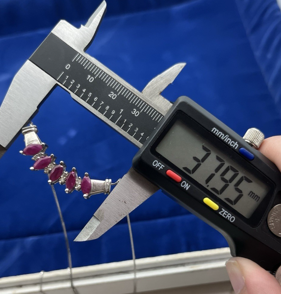 14k White Gold 0.21ct Diamond and 2.53ct Red Ruby Collar Necklace 50% off retail