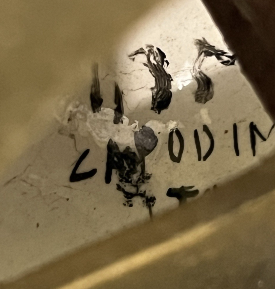 Vintage Capodimonte Porcelain Pierced Black & Gold Floral Lamp w/ Shade 26"