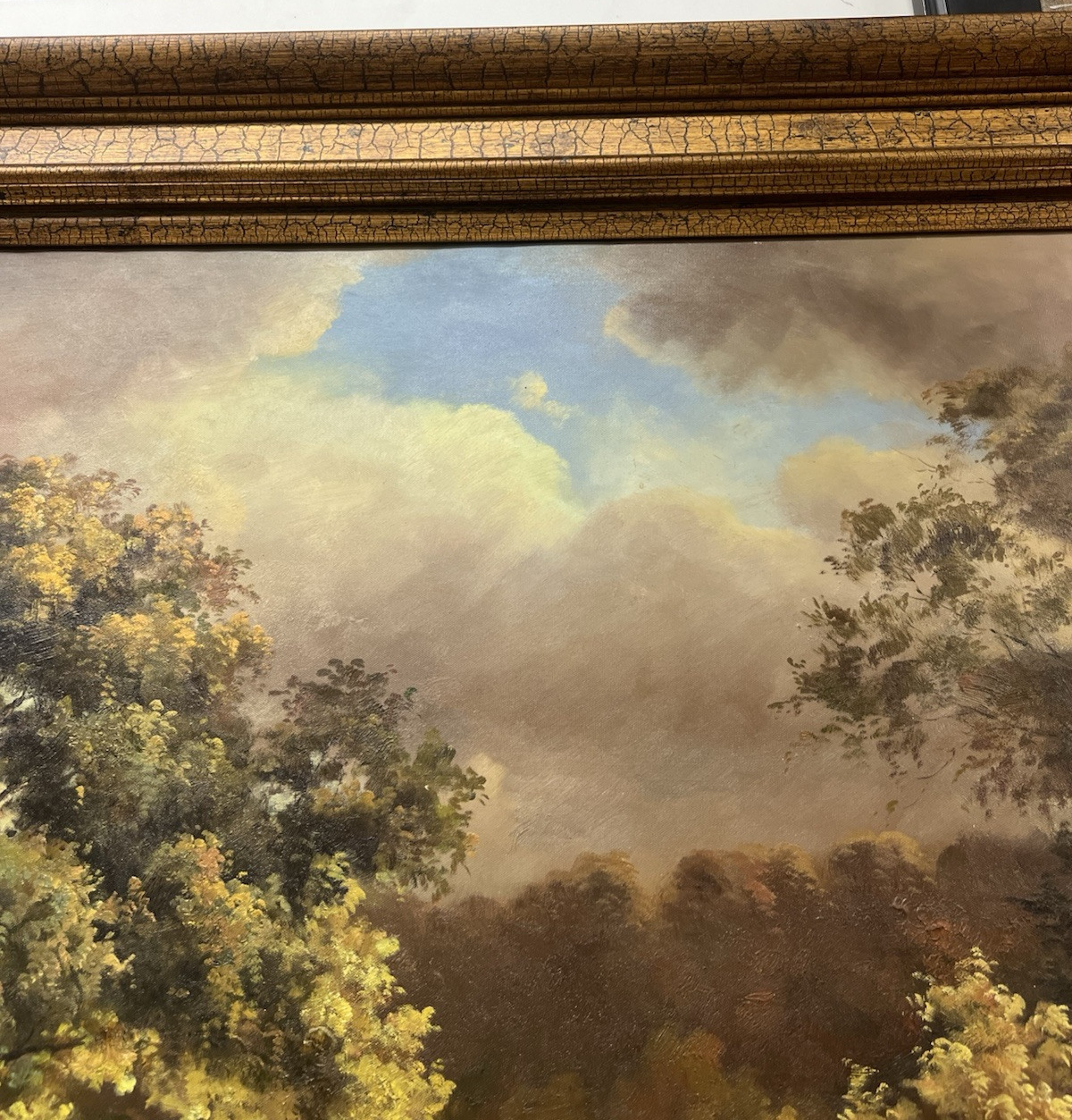 Large Agricultural Pastoral Cows Grazing Oil On Canvas Painting 58" x 70" CL6