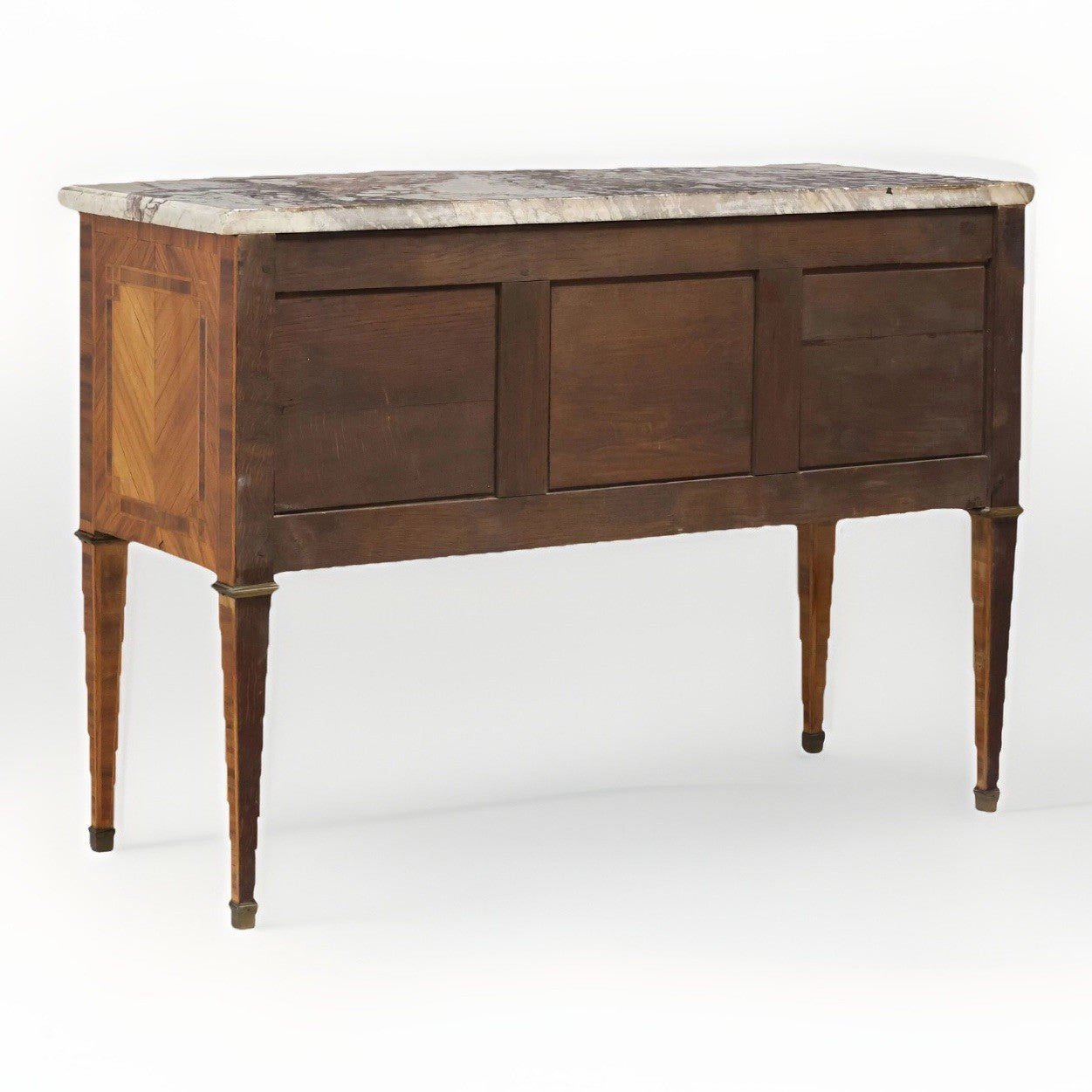ANTIQUE FRENCH LOUIS XVI MARBLE-TOP INLAID MARQUETRY COMMODE CHEST OF DRAWERS