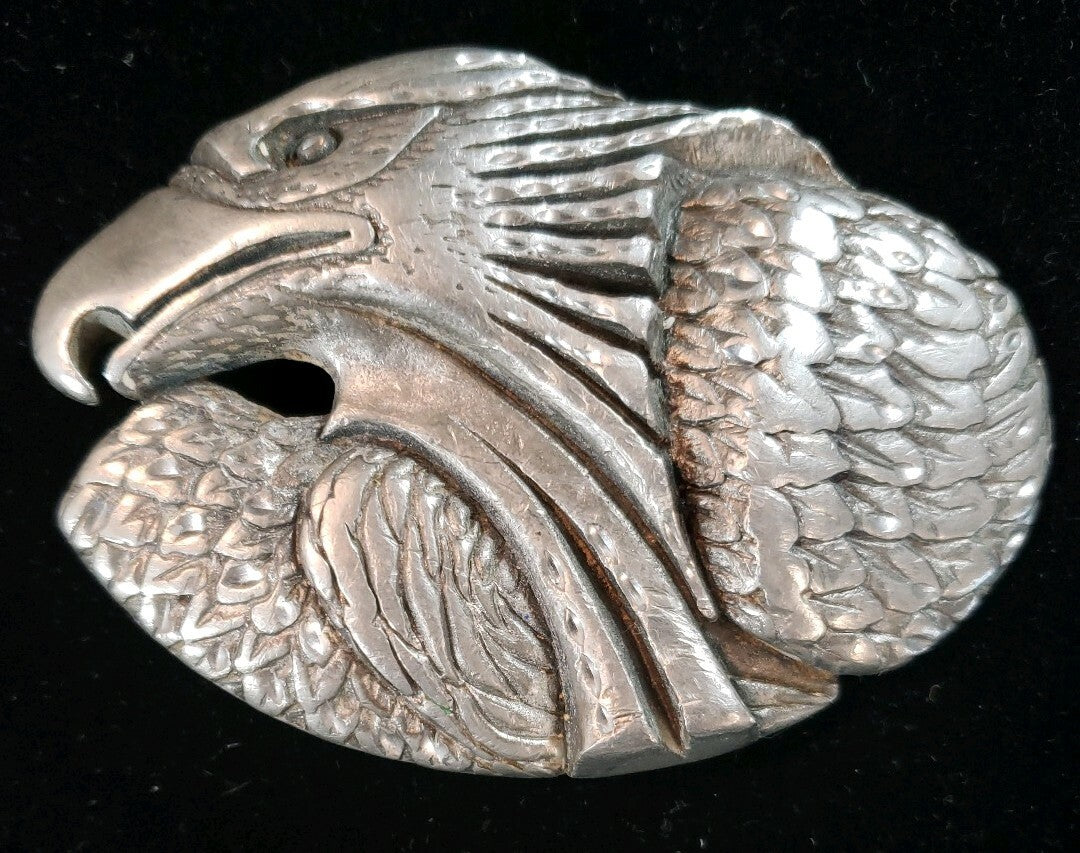 Eagle Belt Buckle EJC 1995 Vintage Pewter Made in USA America Size 3.5" x 2.5"
