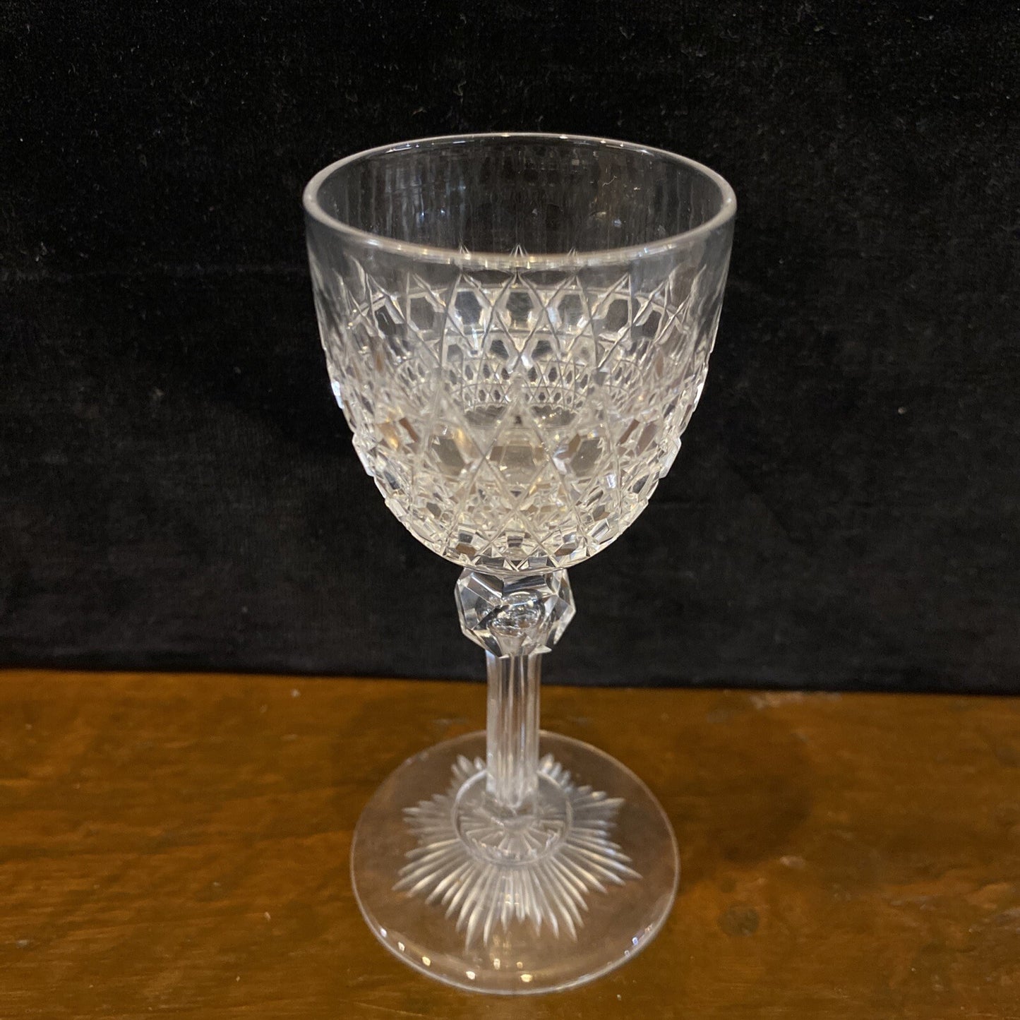 1 Stem Of Dorflinger Diamond Hob 4"Cordial Cut Glass From 1875 1 3/4"  W