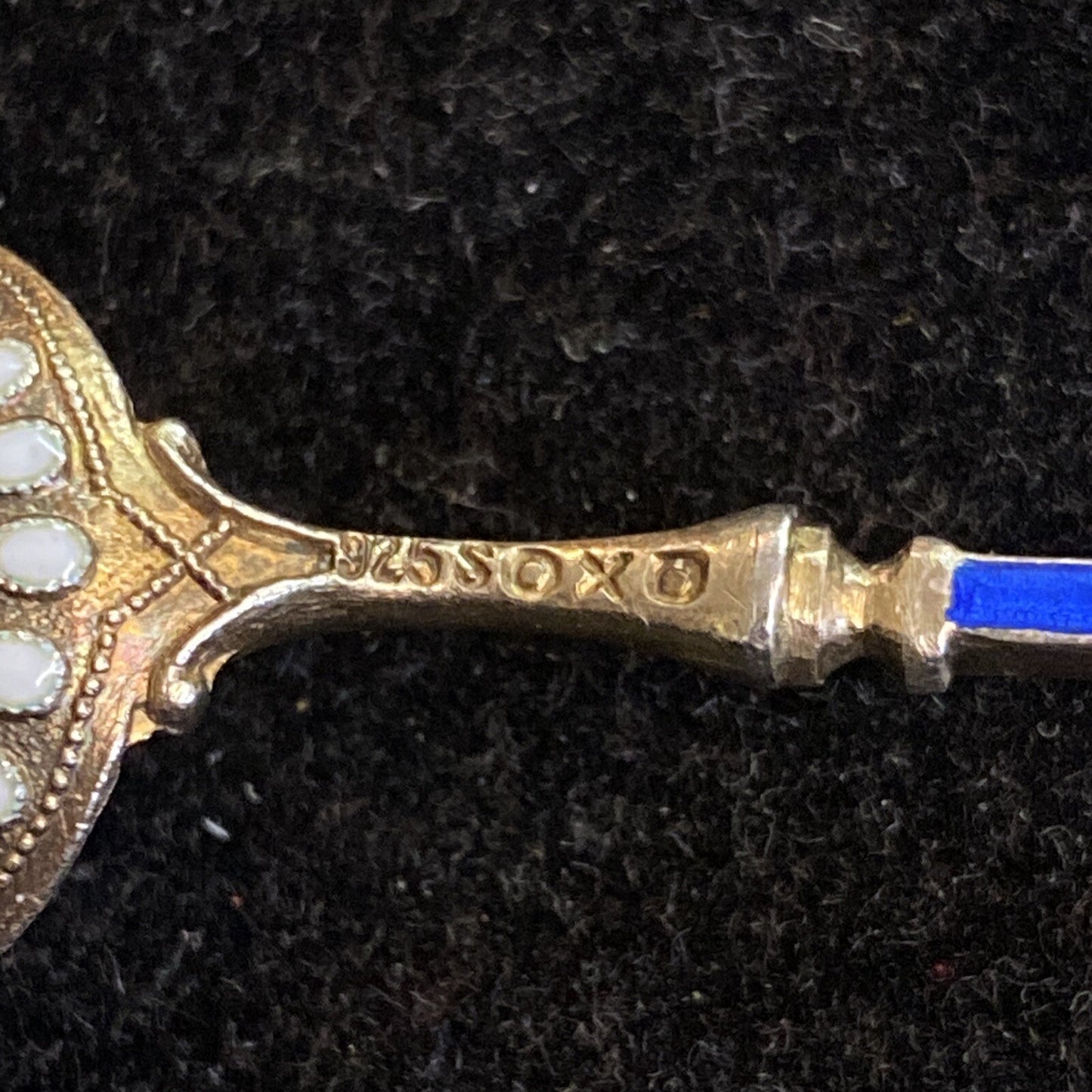 5x NORWEGIAN STERLING GUILLOCHE ENAMEL COFFEE SPOONS by MARIUS HAMMER 41g