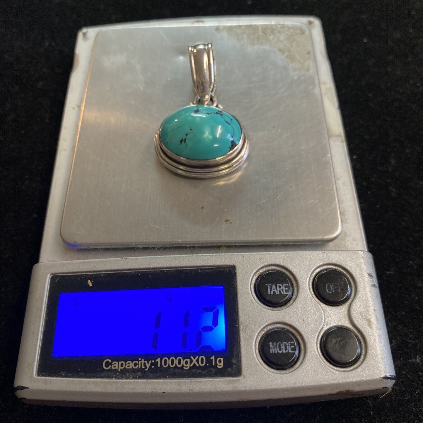 925 Sterling Silver Turquoise Gemstone Pendant 11.2g